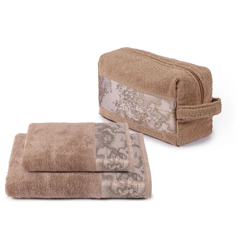Set Beauty Asciugamano con ospite Geo Country in Cotone 480 gr/mq
