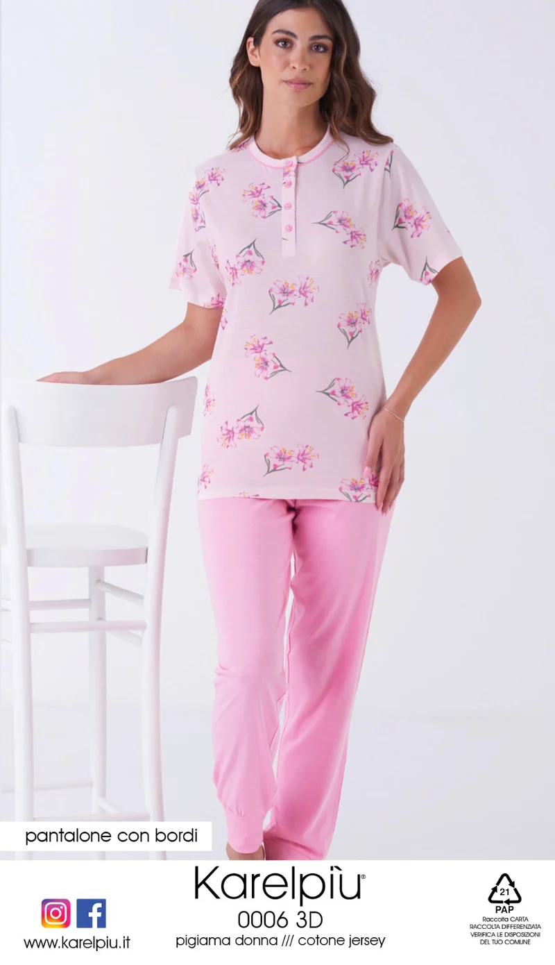 Pigiama donna cotone 3 pezzi Karelpiù 0006
