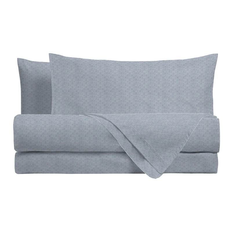 Happidea Completo Letto Singolo in Flanella di Cotone con Stampa Cedric Light Blue