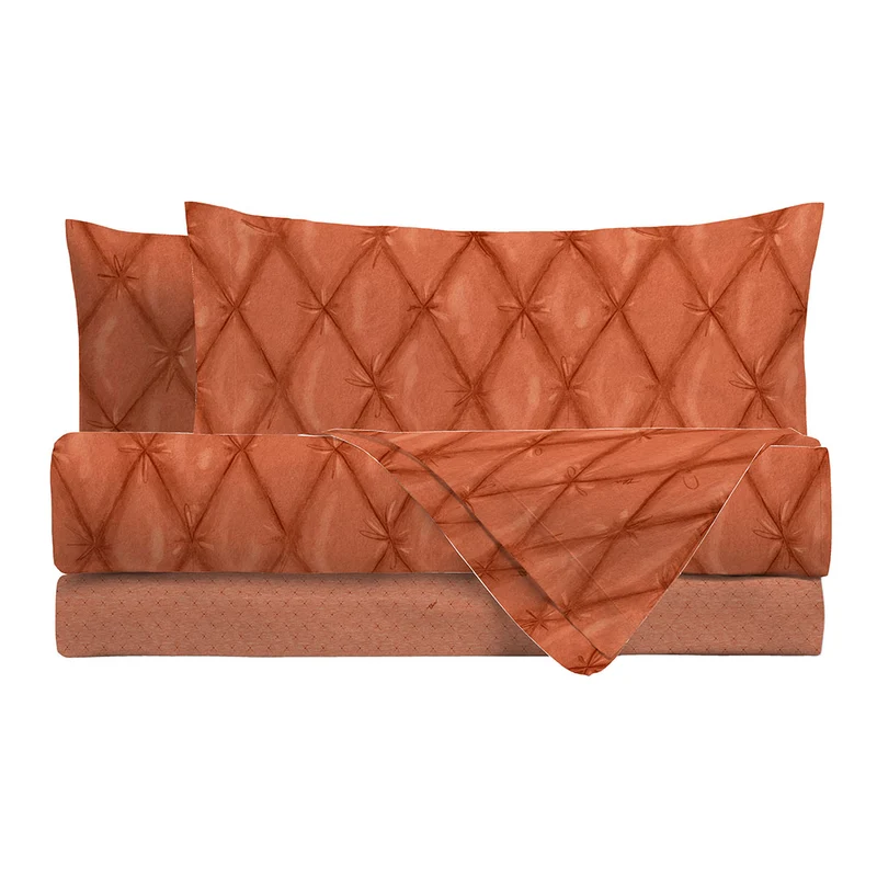 THUN® Completo Letto Singolo Plume Rust - Fantasia Rombo Diamond Rust