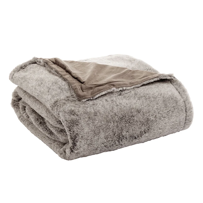 Happidea Coperta Fur 250x200 cm Tinta Unita Brown