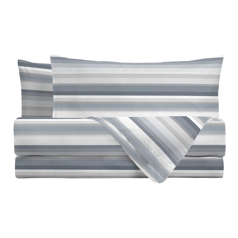 Happidea Completo Letto Piazza e Mezza in Flanella di Cotone con Stampa Ruby Sky Grey