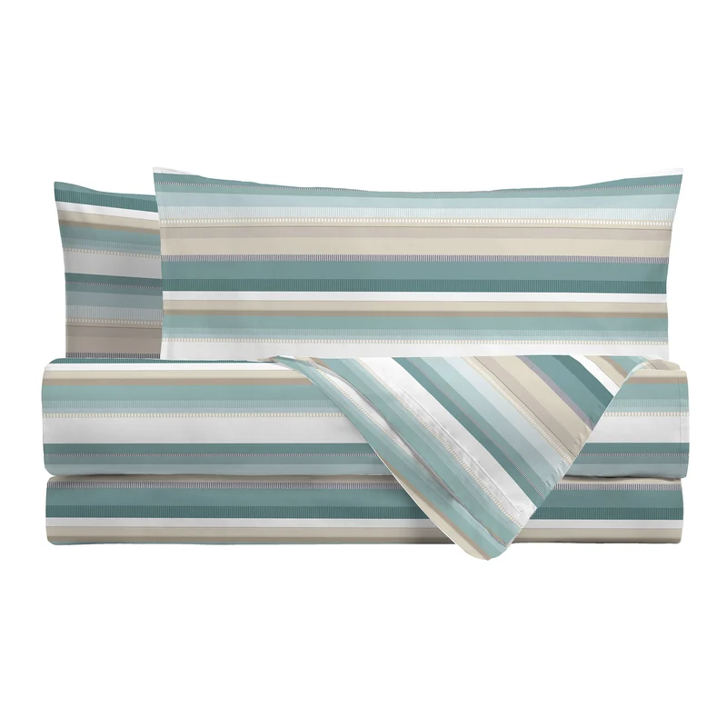 Happidea Completo Letto Singolo in Flanella di Cotone con Stampa Ruby Teal