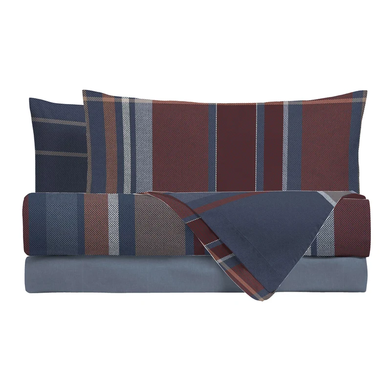 Happidea Completo Letto in Cotone con Stampa Singolo Clinton Blue