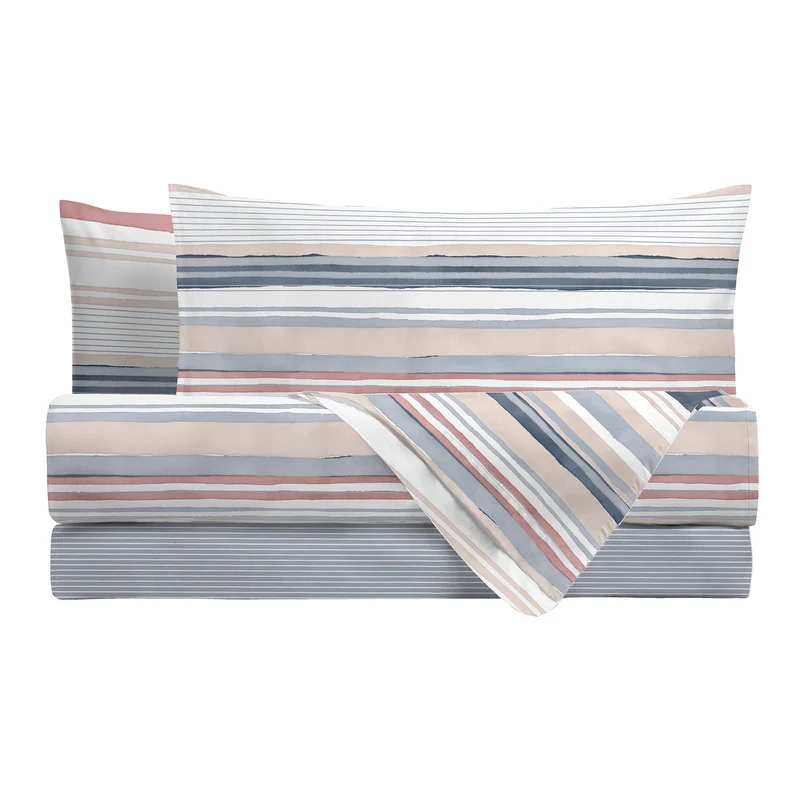Happidea Completo Letto in Cotone con Stampa Piazza e Mezza Byron Blue