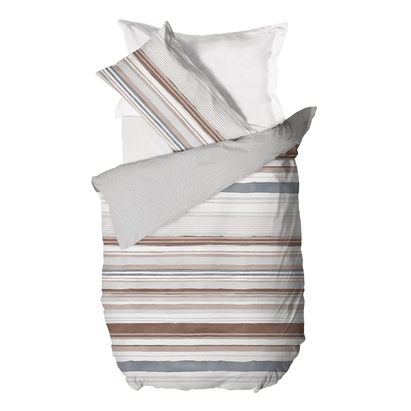 Happidea Parure Copripiumino Singolo in Cotone con Stampa Byron Beige
