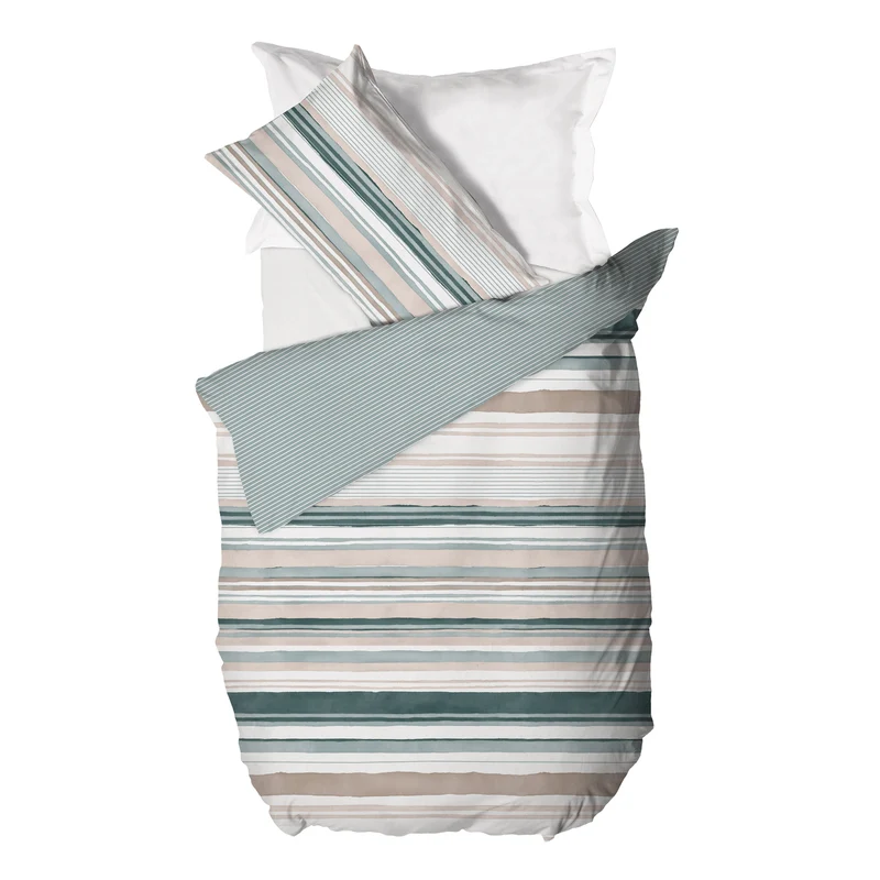 Happidea Parure Copripiumino Piazza e Mezza in Cotone con Stampa Byron Teal