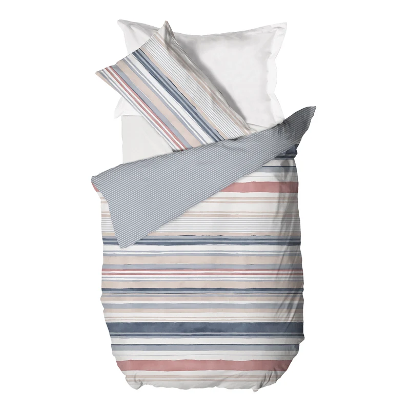 Happidea Parure Copripiumino Piazza e Mezza in Cotone con Stampa Byron Blue