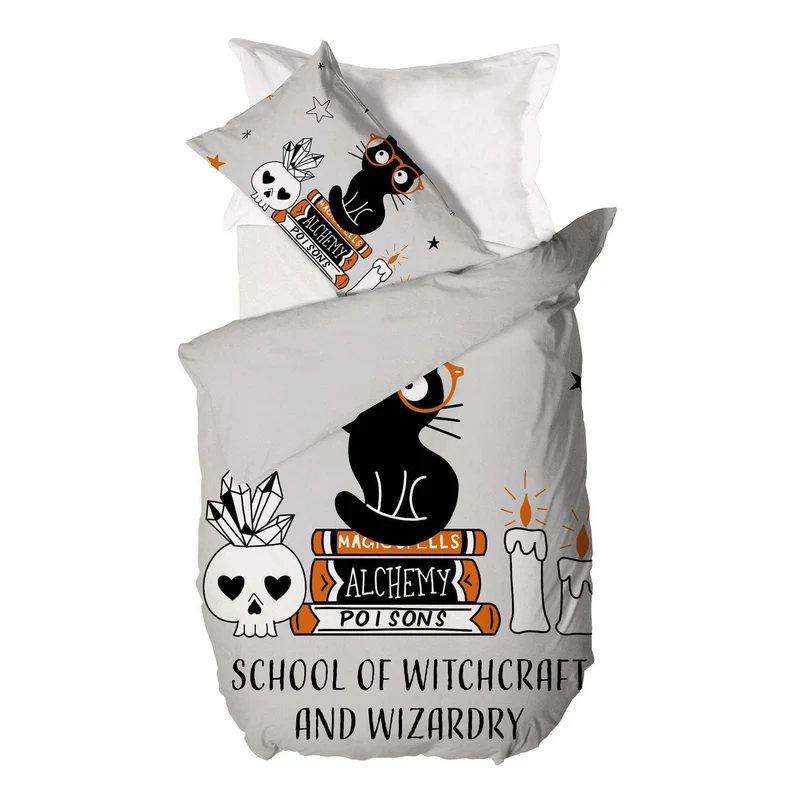 Copripiumino Digitale Singolo School of Magic Grey