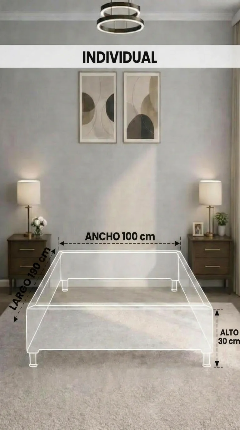Base Cama Box Spring Tapizado En Tela Hanzo Gris | De Madera De Pino | Altura 30cm | Moderno Diseño Y Calidad Premium | Minimalista | Con Patas Cromadas | Muy Resistente Y Garantizado