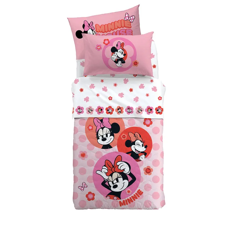 Completo Lenzuola minnie flowers in Cotone