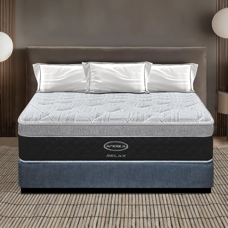 Colchón America RELAX – Colchoneta Euro Top con MEMORY FOAM y Resortes BONNEL (Individual, Matrimonial, Queen o King) MUY PREMIUM