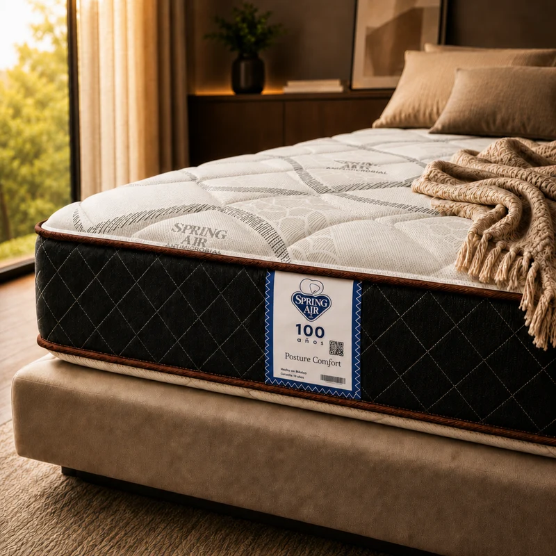 Colchón Spring Air 5 Años de Garantía Akiva Posture Confort Doble Vista Tight Top Semi Firme