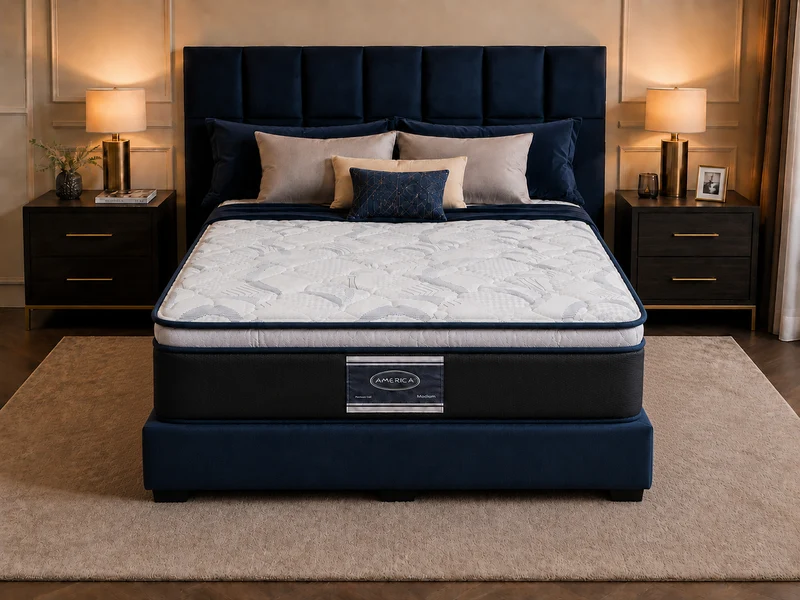 Paquete de Colchon America Madison con Base Box Almohadas y Protector Gratis