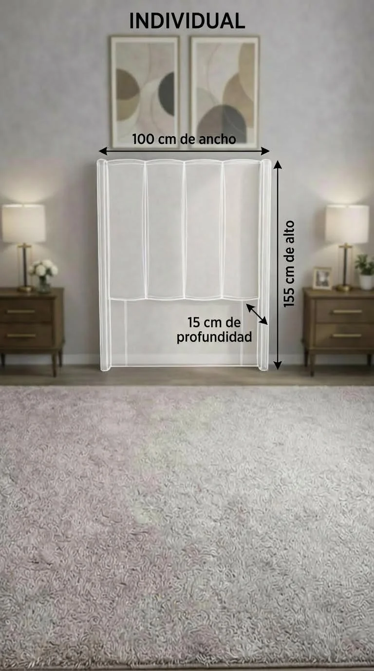 Cabecera Para Cama O Recamara Tapizada En Tela Hanzo Crema | De Madera De Pino | Moderno Diseño Y Calidad Premium | Minimalista | Muy Resistente