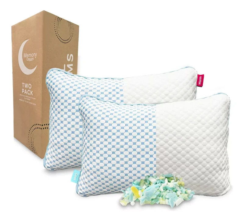 Almohadas Memory Dream COOL DREAMS de Memory Foam – Paquete de 2 con Funda de Bamboo Y Tela con sistema cooling