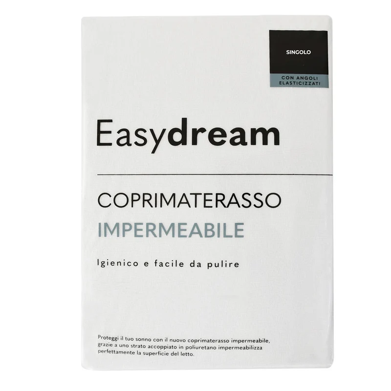 EasyDream Coprimaterasso Singolo in Spugna Impermeabile Tinta Unita Optical White