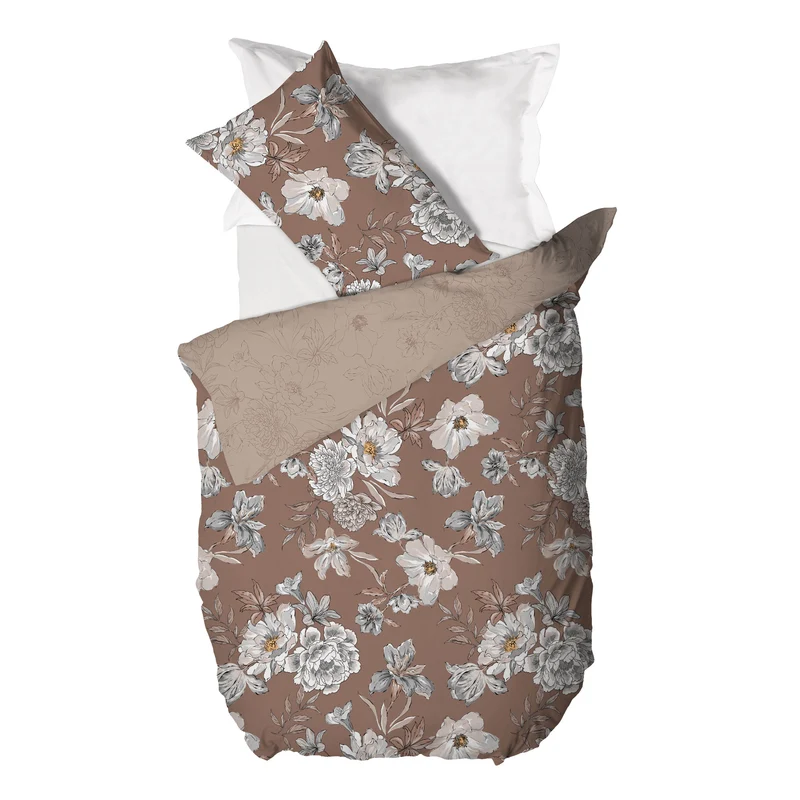 Parure Copripiumino Piazza e Mezza in Cotone con Stampa - Fantasia Hug Me Julienne Taupe