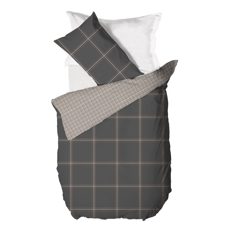 Parure Copripiumino Singola in Cotone con Stampa - Fantasia Hug Me Mayson Dark Grey