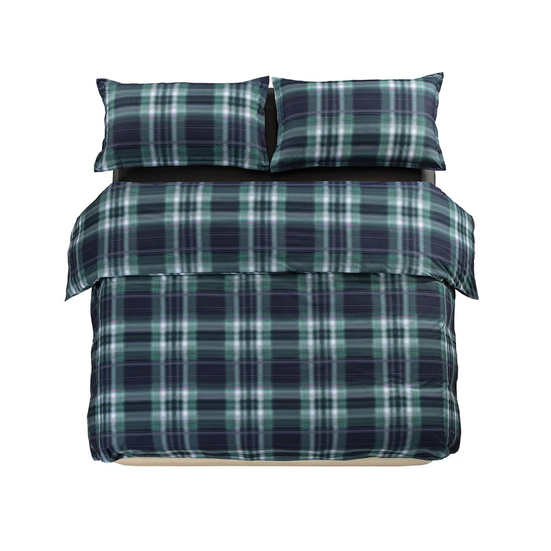 Completo Copripiumino Hazy Tartan in Percalle