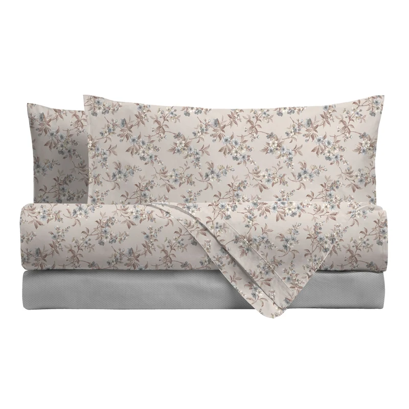 Completo Letto Piazza e Mezza in Cotone con Stampa - Fantasia Hug Me Amber Taupe