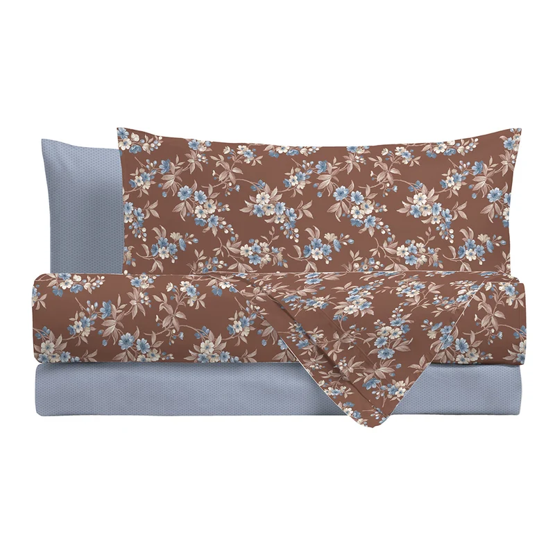 Completo Letto Matrimoniale in Cotone con Stampa - Fantasia Dream Me Amber Brown