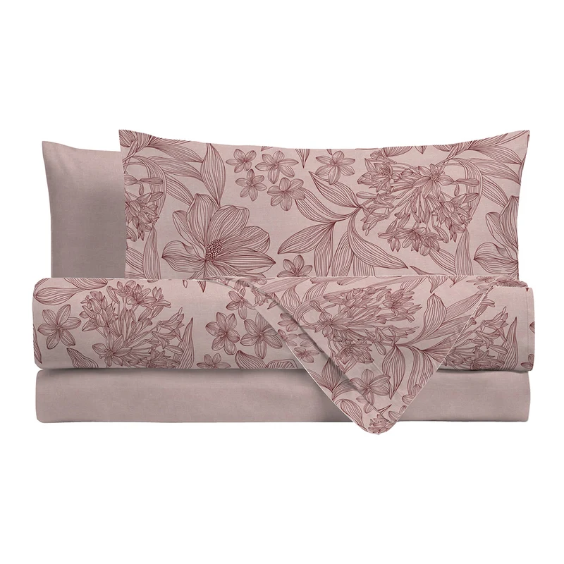 Completo Letto Singolo in Cotone con Stampa - Fantasia Feel Me Alina Pink