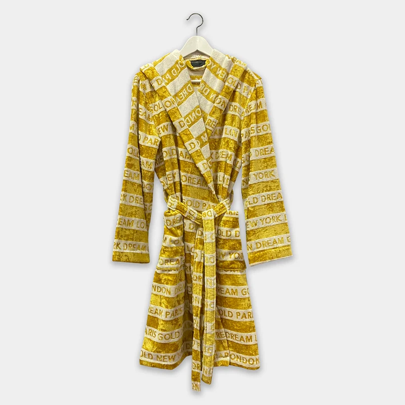 Accappatoio a Scialle Gold dream Moderno in Cotone e Viscosa 450 gr/mq