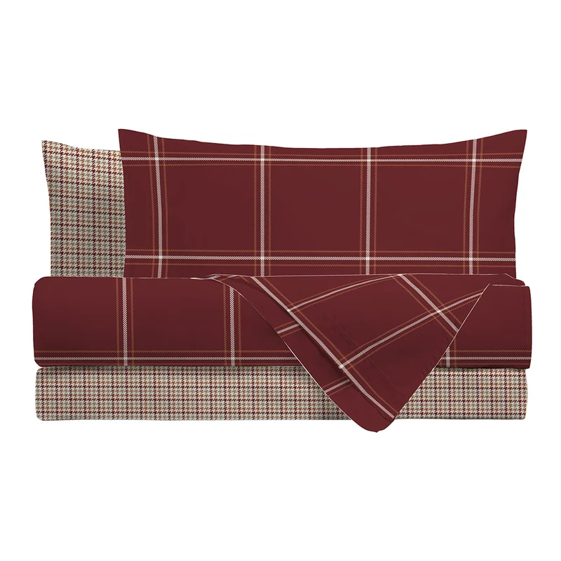 Completo Letto Singolo in Cotone con Stampa - Fantasia Feel Me Mayson Burgundy