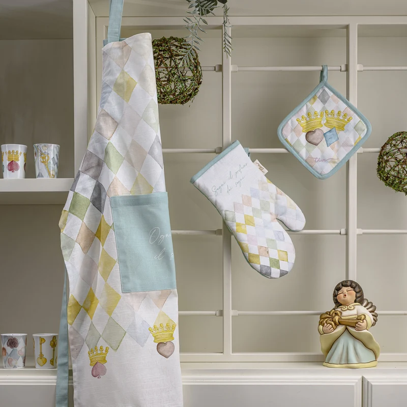THUN® Cestino In Corda + Set Grembiule + Guantone + Presina Primavera/Pasqua Standard Royal Multicolor