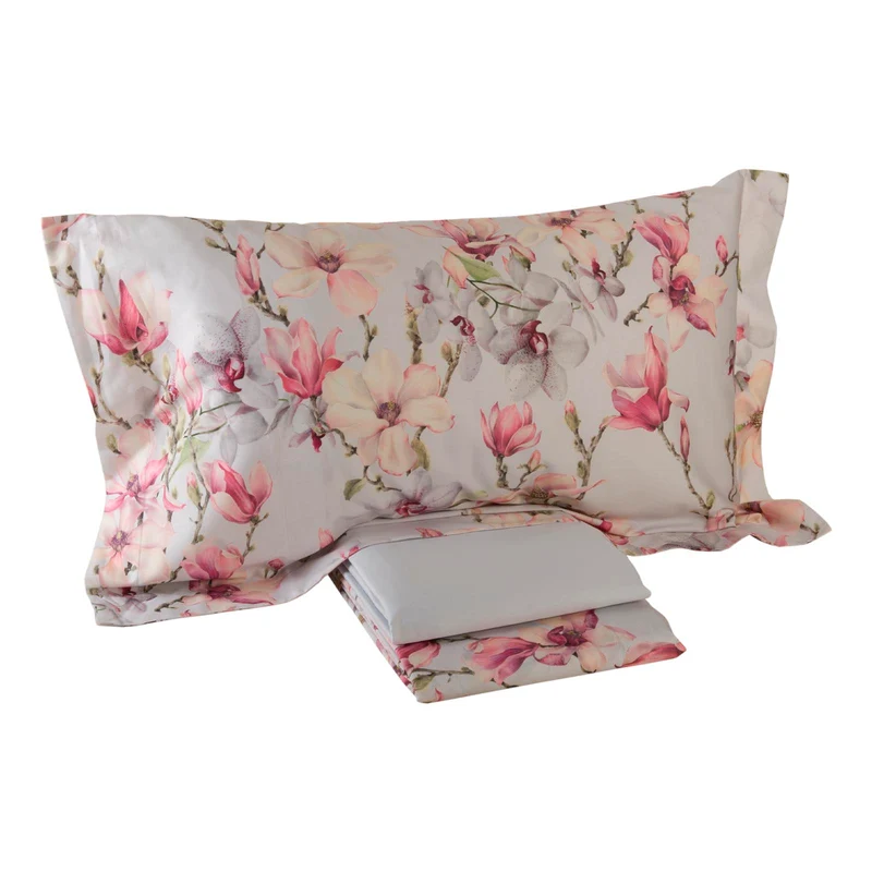 Completo Lenzuola elegant flowers Floreale in Raso di cotone
