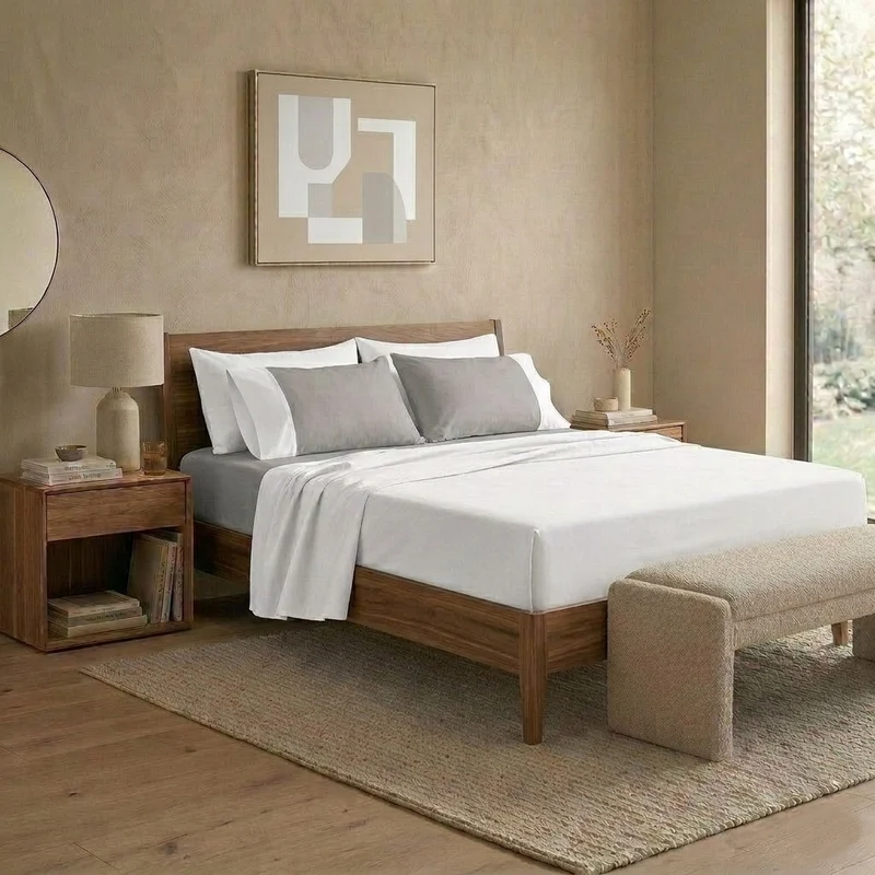Happidea Completo Letto Matrimoniale in Cotone Bicolore Bianco/Perla