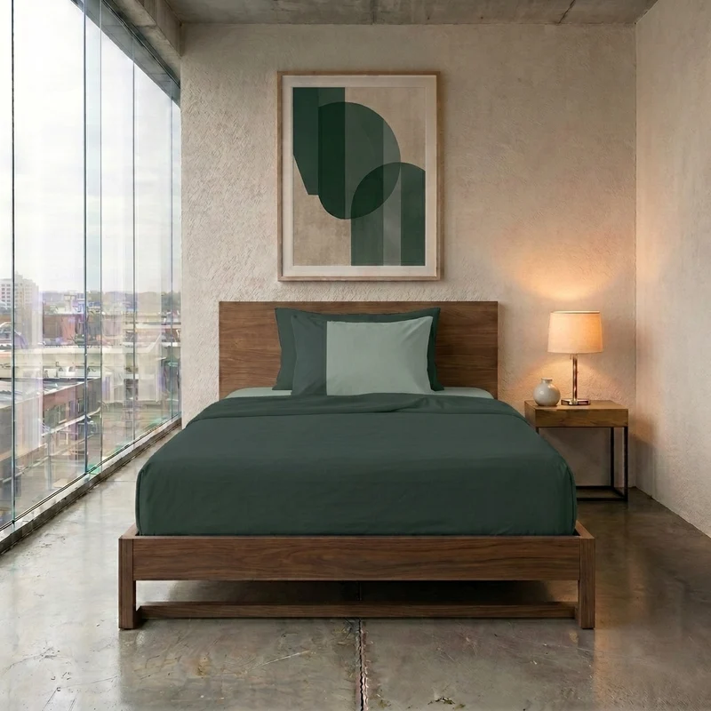 Happidea Completo Letto Piazza e Mezza in Cotone Bicolore Foresta/Salvia