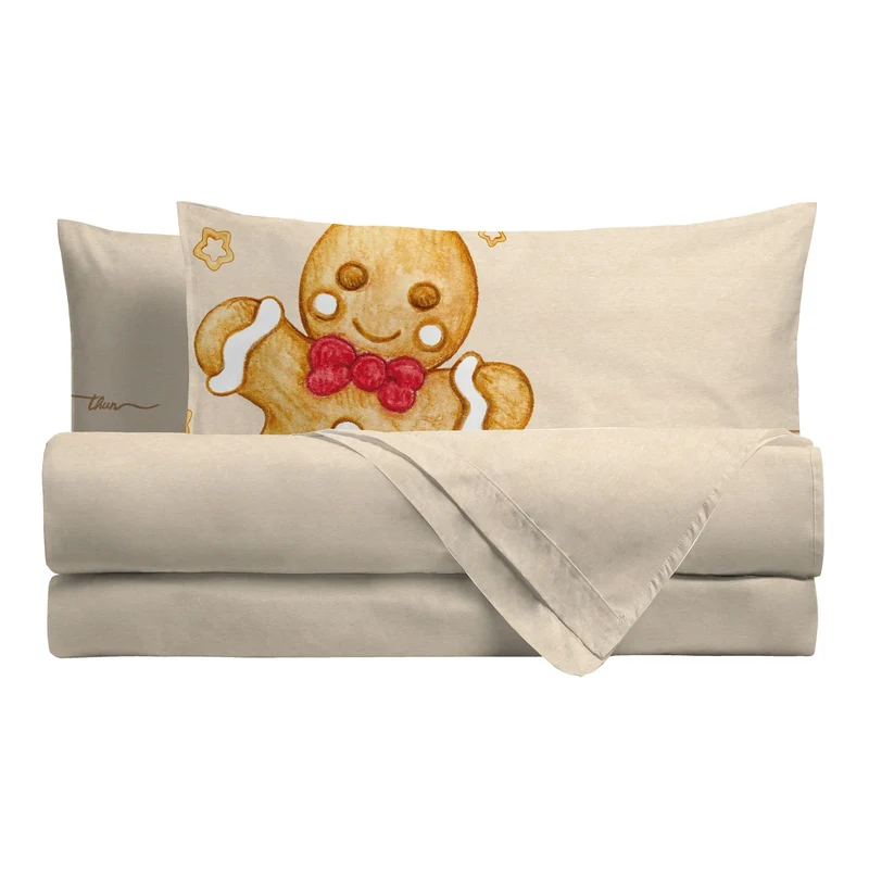THUN® Completo Letto Singolo - Fantasia Thunland Gingerbread Beige