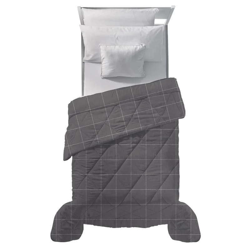 Trapunta Singola 170x250 cm con Stampa Aria Mistral Dark Grey