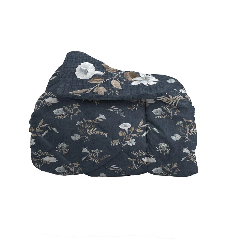 Trapunta Singola 170x250 cm con Stampa Acqua Meredith Dark Blue