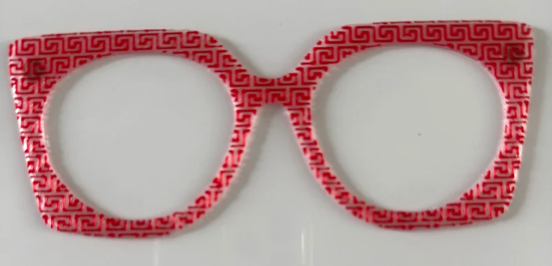 Zuri Topper; Busy Bee; hybrid; red semi-translucent geometric design