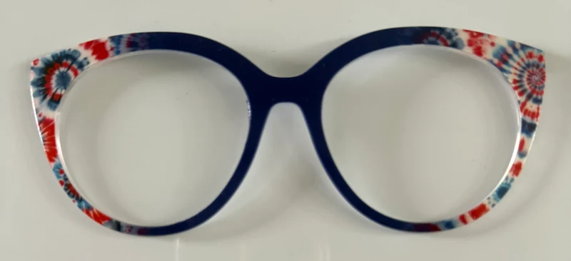PAIR Zuri Topper; red, white, and blue tie dye fade
