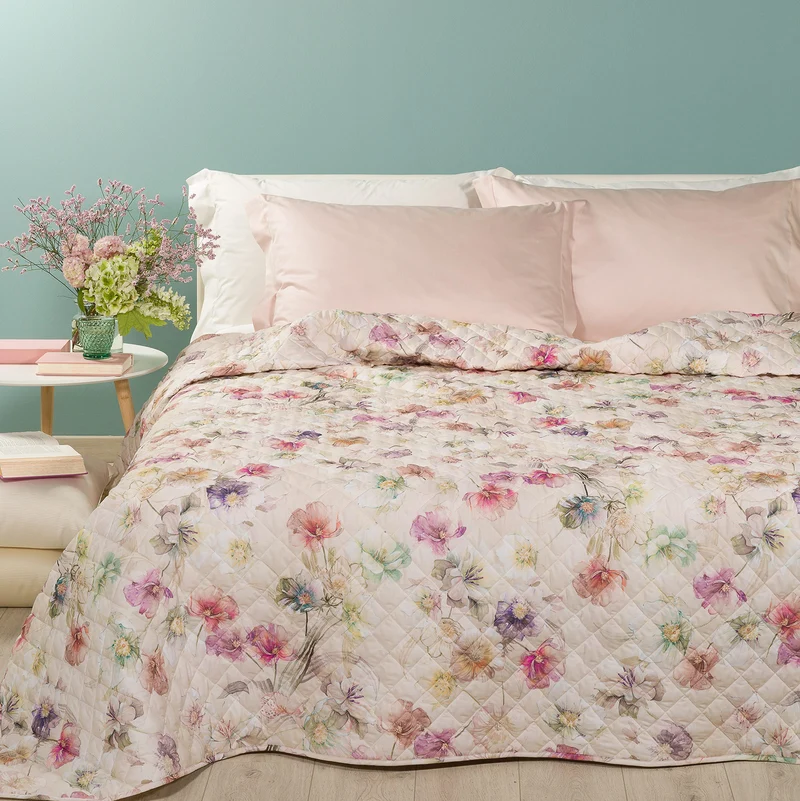 Copriletto Primaverile lilac Garden in Cotone 60 gr/mq