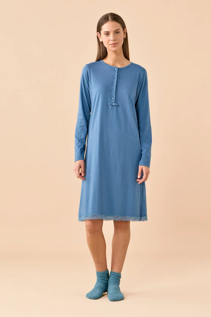 Camicia da Notte Donna Plus Jersey Invernale Essential Noidinotte – LA003664