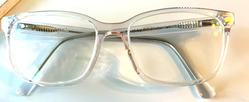 PAIR Clear Kirby Frame-slightly discolored with red tint by nose