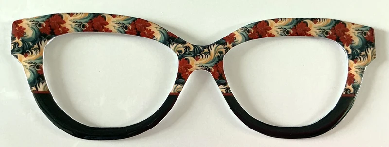 Quinn Topper; red,blue, and cream damask/black split