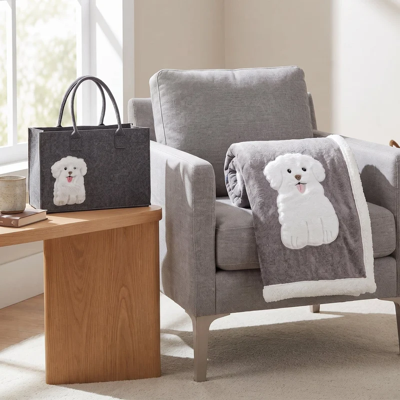 Plaid Morbidotto Friend Nuvola Daunex – 130×160 cm, con Borsa in Feltro