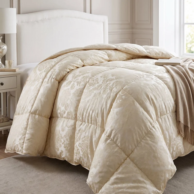 Piumino Matrimoniale Prestige Sestriere 270x260 cm Beige - 100% Piuma d'Oca Ungherese, Made in Italy