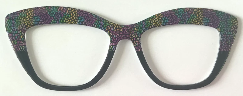 Harper Topper: hybrid; rainbow dots/black split