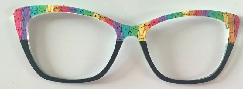 PAIR Wanda Topper; rainbow rabbits/black split