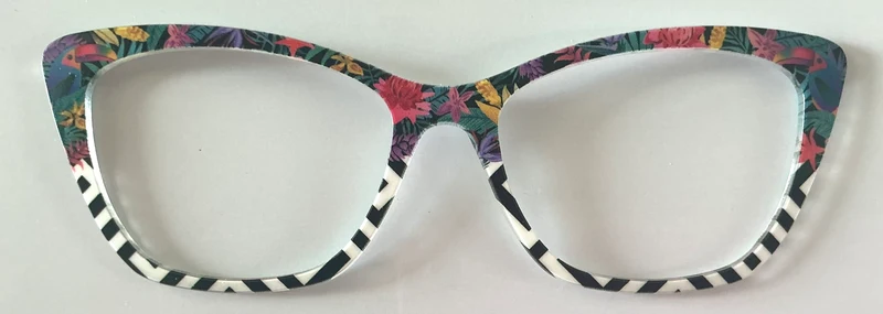 PAIR Wanda Topper; tropical flowers/black and white split