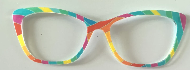 PAIR Wanda Topper; rainbow color block lines