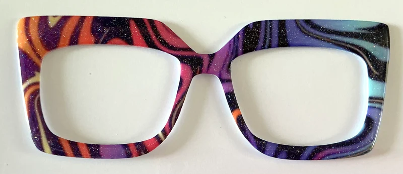 Kirby Topper; Busy Bee; multicolored swirls on black