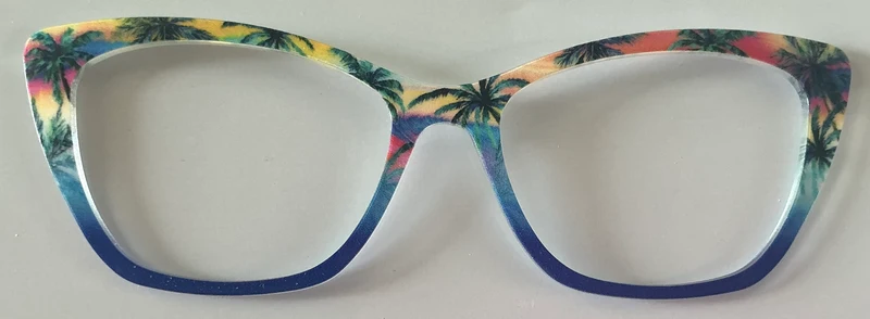 PAIR Wanda Topper; tropical island scene